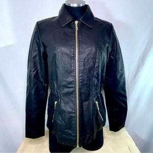 Baccini Jacket Black Faux Leather Womens Size Large Lined